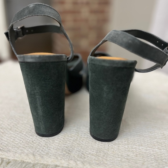 Splendid Piper Platform Sandal Size 9.5 Suede Dark Sage Green Boho Chic Summer - Picture 4 of 10